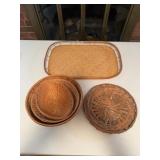Woven Bamboo Basket and Tray Set