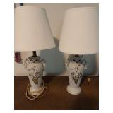 White Ceramic Table Lamps with Grape.