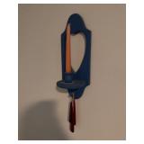 Blue Wooden Wall Sconce With Candles