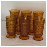 8 Vintage Amber Iced Beverage Glasses