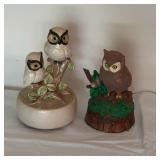 Otagiri 1979 Owl Music Box and Owl Figurine