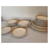 Stoneware Plate Set with Two Bowls, 24 Pieces