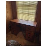 Wooden Desk with Six Drawers