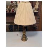 Brass Table Lamp with Pleated Shade