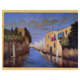 Large Canal Scene Oil Painting, 47x34'