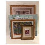 Six-Piece Art Lot: 4 Framed Prints, 2 Canvas