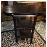 Dark Wood Rolling Kitchen Cart with Shelves