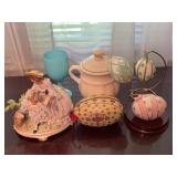 Decorative Collectibles Lot with Eggs and Por
