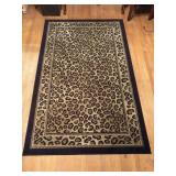 5 Matching Rugs 5x8 Leopard Border Black Area Rug