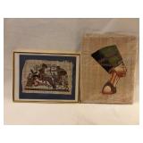 Egyptian-Style Papyrus Artworks, One Framed