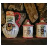 Ceramic Elephant Pitcher and Canister Set
