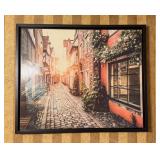 Framed Street Scene Print, 23.5x20'