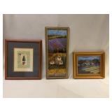 3 Framed Wall Art Pieces, Various Szes
