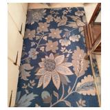 Floral Area Rug Blue and Beige 38x60'
