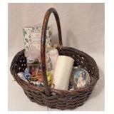 Wicker Gift Basket With Spa and Decor Items