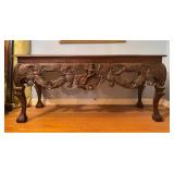 Carved Wood Console Table, 57x28x17 Inches