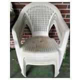 Stackable White Plastic Patio Chairs, Set of