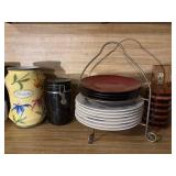 Kitchenware Lot: Plates, Canisters,