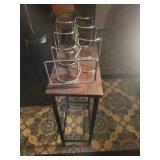 Metal and Wood Wine Rack Set
