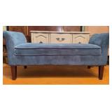Blue Upholstered Bench, 50x18x24'