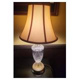 Cut Glass Table Lamp With Fabric Shade
