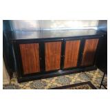 Black and Wood Four-Door Credenza