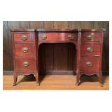 Wooden Desk with Brass Pulls, 48x20x30'