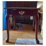 Wood Side Table with Brass Handle, 26x21x20'