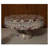 Porcelain Pedestal Cake Stand with Floral Mot