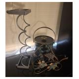 Bar Decor Lot: Wine Holder, Ice Bucket, Caddy