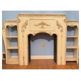 Ornate Painted Wood Mantelpiece, 77x43x11.5'