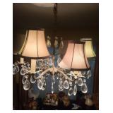 Crystal Chandelier With Six Fabric Shades