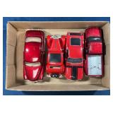 4 Red Die-Cast Model Cars and Truck