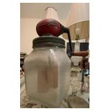 12' Glass Butter Churn With Red Metal Hand Crank