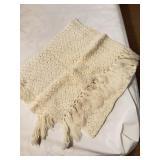 Handmade Cream Crochet Throw With Tassels