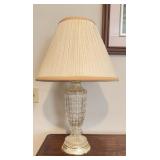 Cut Glass Table Lamp with Pleated Shade, 27ï¿½