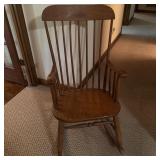 Vintage Wooden Rocking Chair with Spindle Back