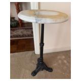 Cast Iron and Marble Top Side Table