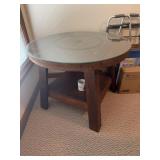 Primitive Wooden Table with Glass Top