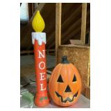 Noel Candle and Jack-O'-Lantern Decor Pair
