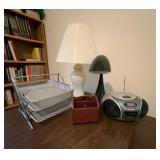 Desk Organizer Lot With Lamps And Boombox