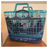 Blue Plastic Basket With 4 Tote Bags