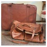 VINTAGE Brown Leather Luggage Set, 2 Pieces