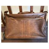 Brown Leather Suitcase with Shoulder Strap