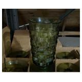 8 Green Glass Tumblers
