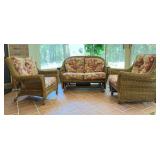 Plastic Wicker Glider Loveseat and Chair Set
