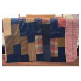 Handmade Patchwork Quilt with Plaid Details