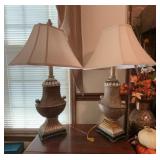 Urn-Shaped Table Lamps With Shades