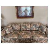 Three-Cushion Upholstered Sofa with Pillows
