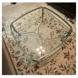 Glass Coffee Table With Metal Base, 39x39x18